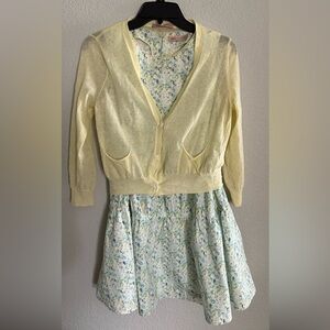 Jill by Jill Stuart Pale Yellow and Light Blue Floral-Print Top 88cm